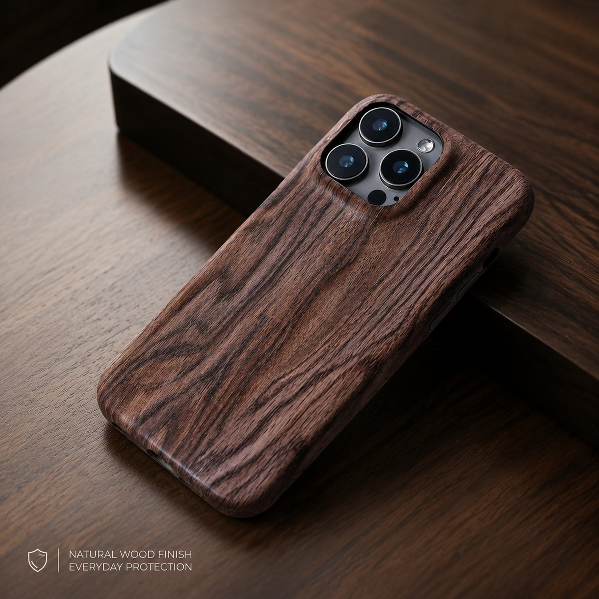 Premium iPhone Case Handmade Walnut Wood Shockproof Protective Cover TPU PC Hybrid Magnetic Attachment Anti Scratch Non Slip Slim Natural Wood Full Coverage