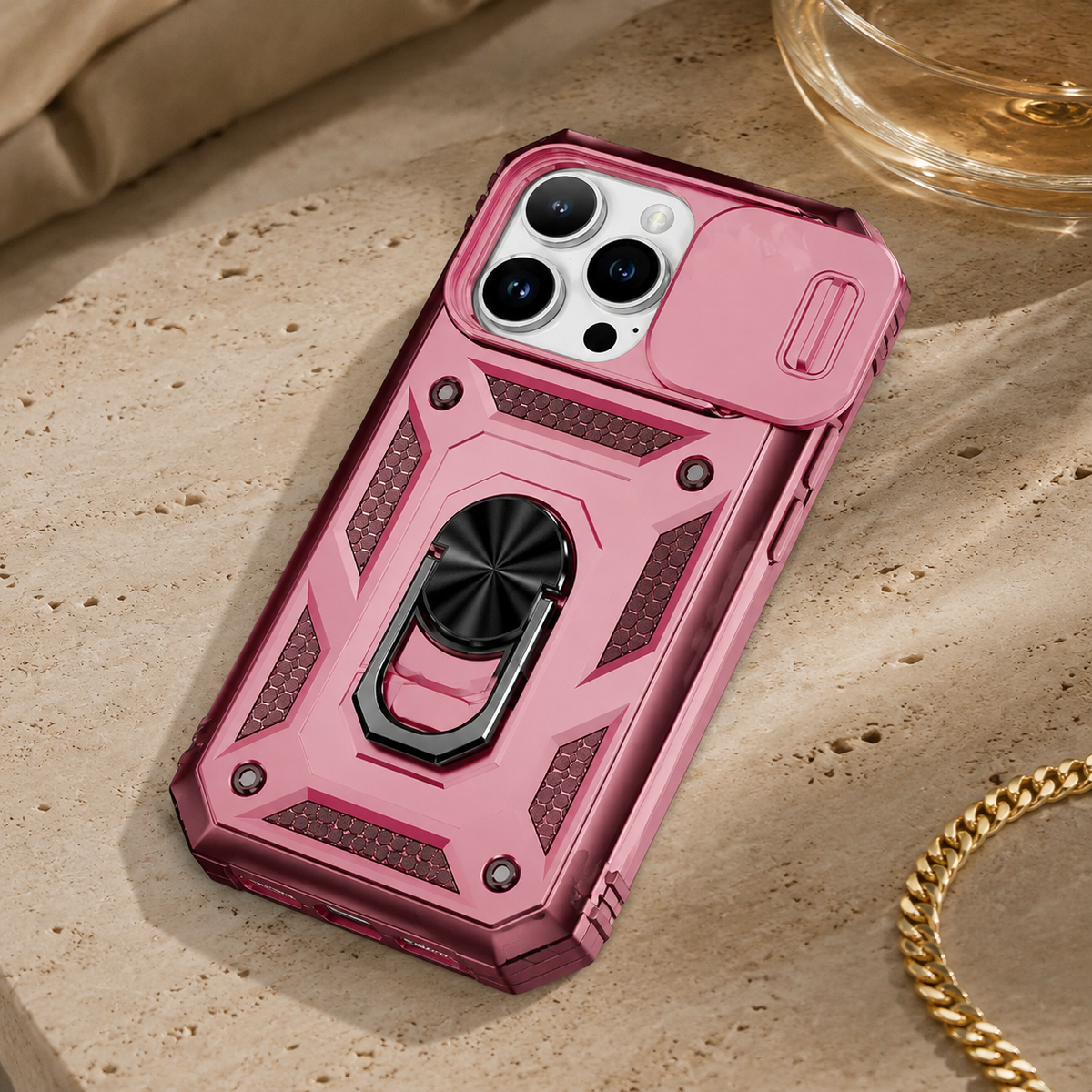 Premium iPhone Case Heavy Duty 360 Ring Kickstand Camera Lens Protection Full Coverage Anti Scratch Dustproof Shockproof Rugged Protective Cover