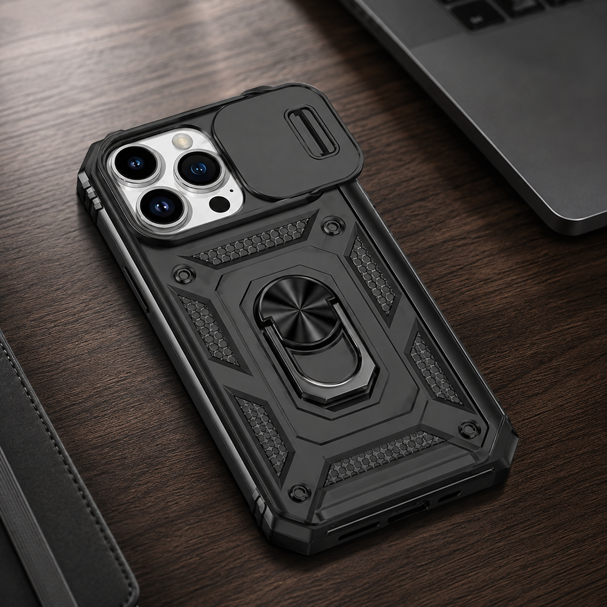 Premium iPhone Case Heavy Duty 360 Ring Kickstand Camera Lens Protection Full Coverage Anti Scratch Dustproof Shockproof Rugged Protective Cover
