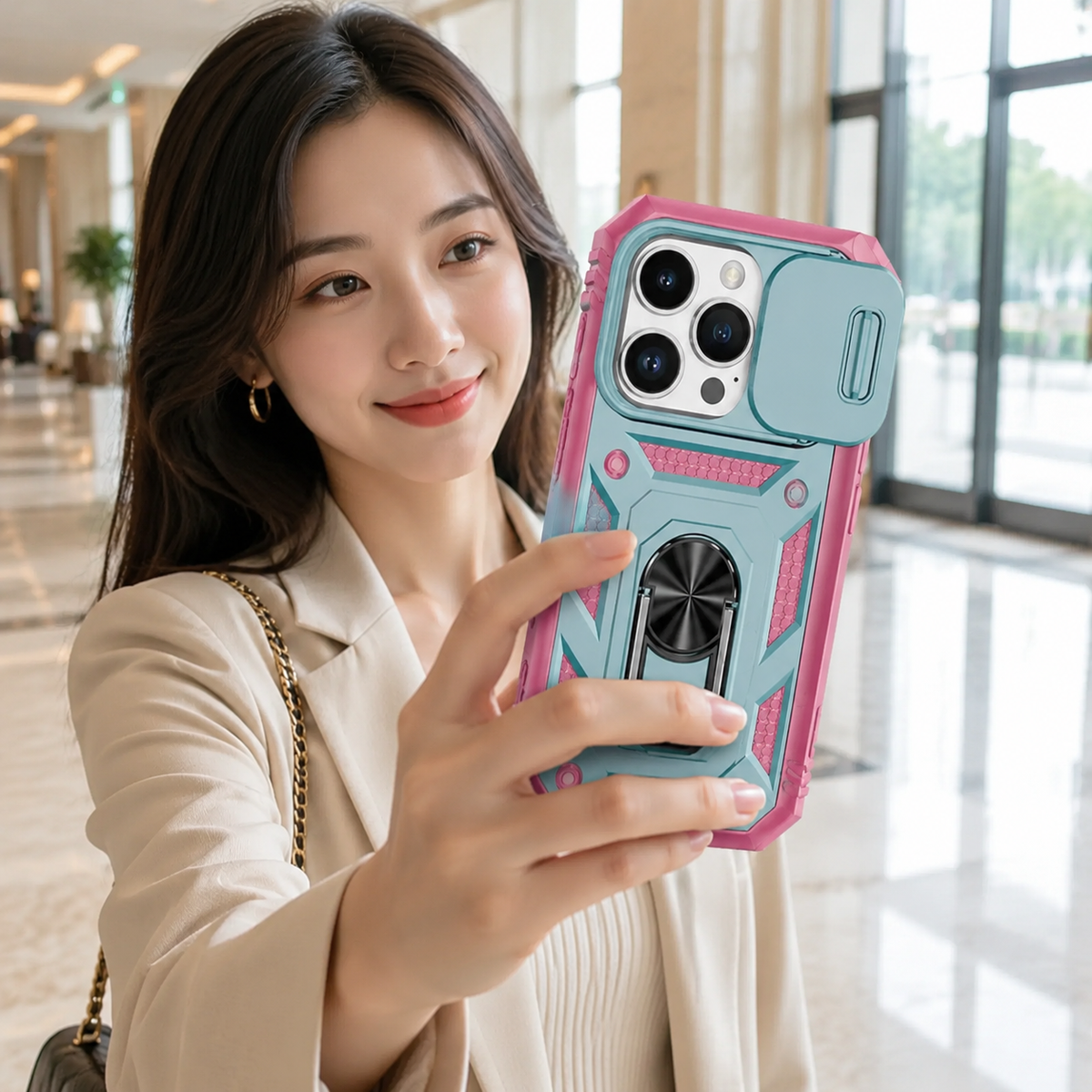 Premium iPhone Case Heavy Duty 360 Ring Kickstand Camera Lens Protection Full Coverage Anti Scratch Dustproof Shockproof Rugged Protective Cover