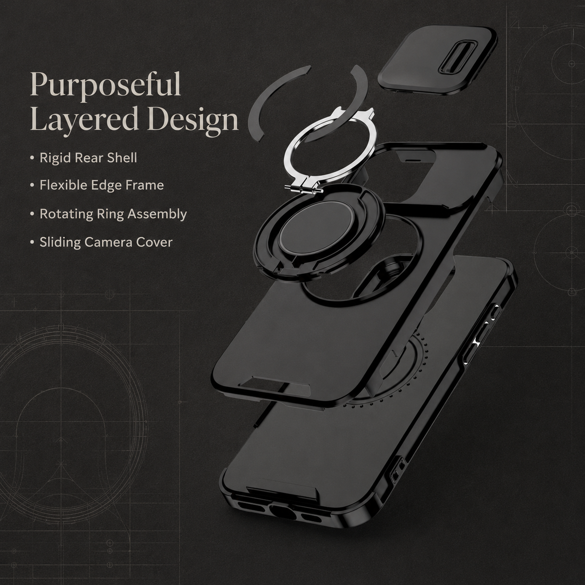 Premium iPhone Case Heavy Duty Armor Shockproof PC TPU Kickstand Car Mount Holder Anti Scratch Tough Full Coverage Rugged Protective Phone Cover Case