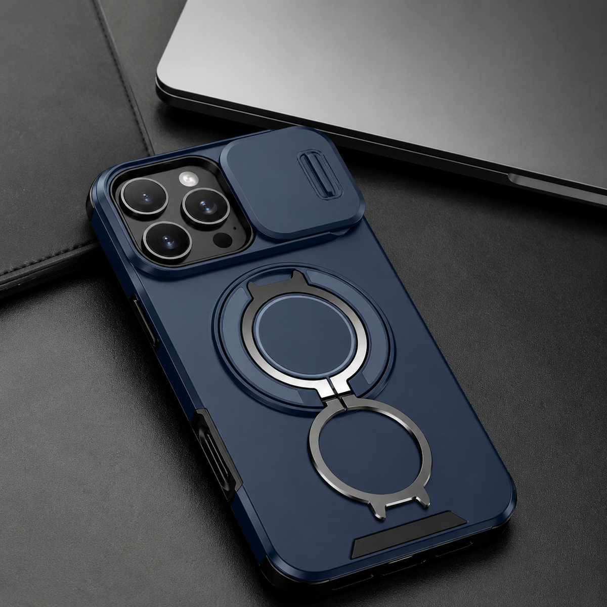Premium iPhone Case Heavy Duty Armor Shockproof PC TPU Kickstand Car Mount Holder Anti Scratch Tough Full Coverage Rugged Protective Phone Cover Case