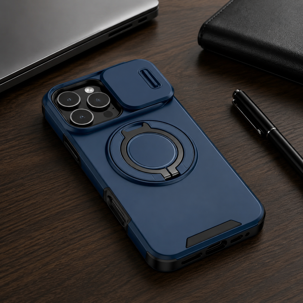 Premium iPhone Case Heavy Duty Armor Shockproof PC TPU Kickstand Car Mount Holder Anti Scratch Tough Full Coverage Rugged Protective Phone Cover Case