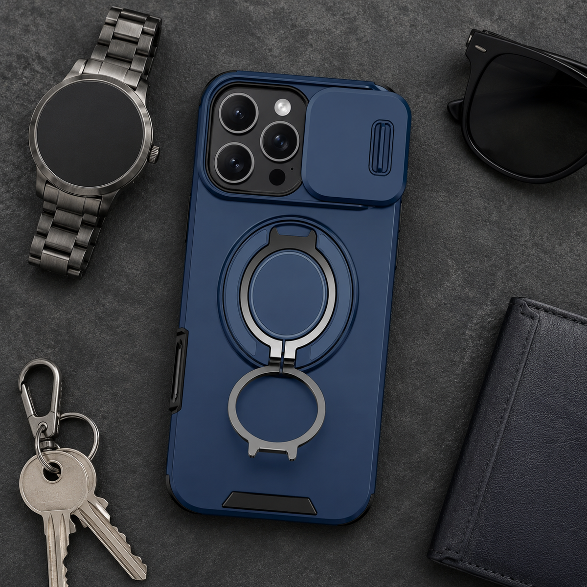 Premium iPhone Case Heavy Duty Armor Shockproof PC TPU Kickstand Car Mount Holder Anti Scratch Tough Full Coverage Rugged Protective Phone Cover Case