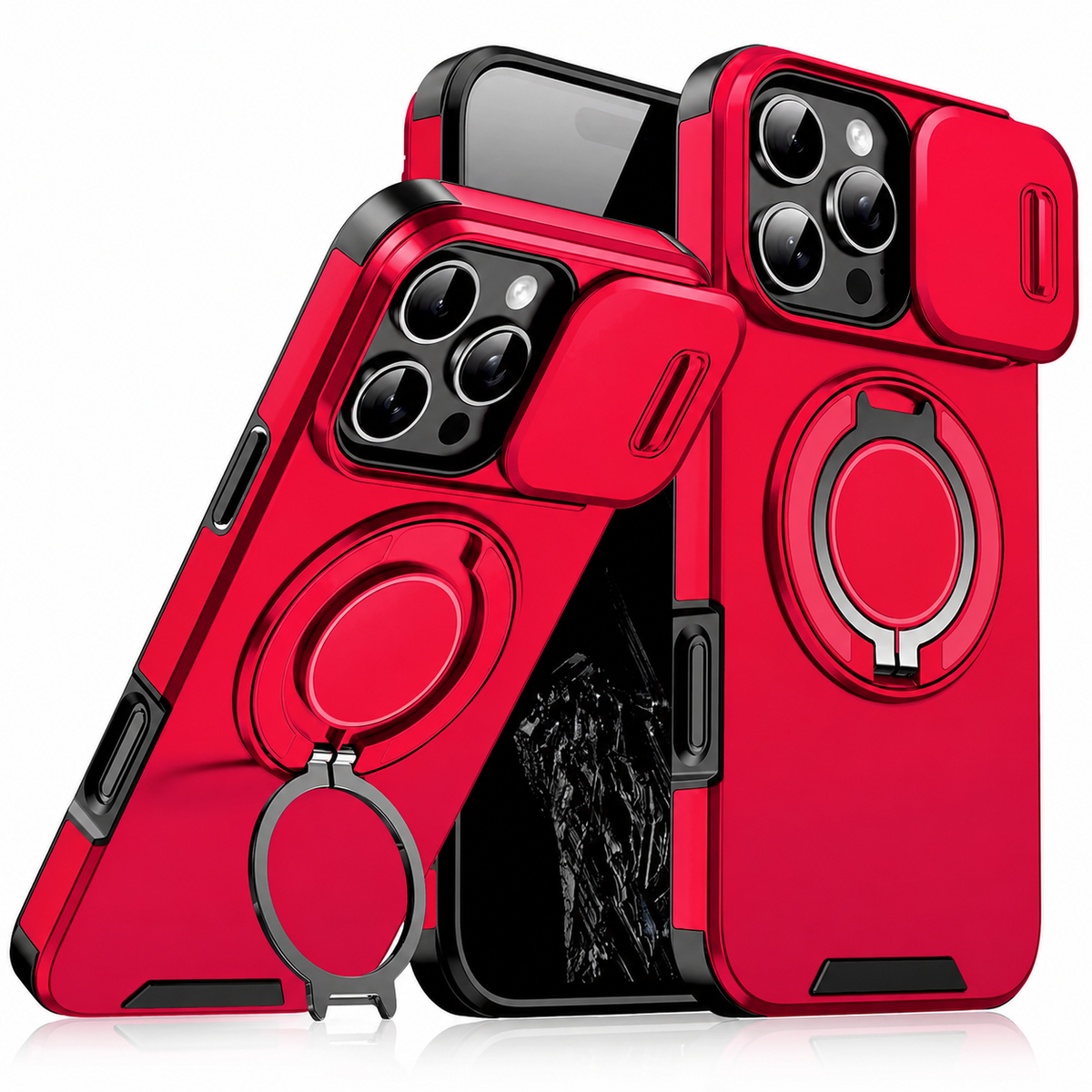 Premium iPhone Case Heavy Duty Armor Shockproof PC TPU Kickstand Car Mount Holder Anti Scratch Tough Full Coverage Rugged Protective Phone Cover Case