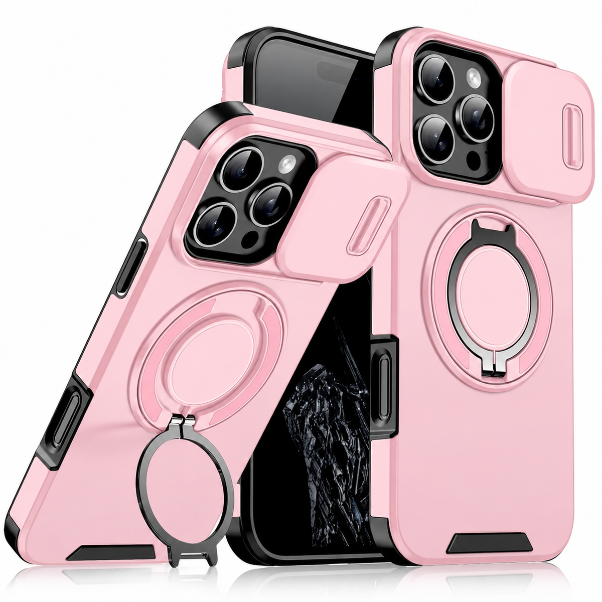 Premium iPhone Case Heavy Duty Armor Shockproof PC TPU Kickstand Car Mount Holder Anti Scratch Tough Full Coverage Rugged Protective Phone Cover Case