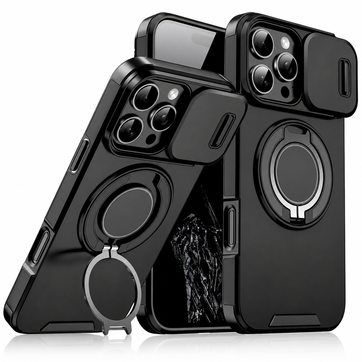 Premium iPhone Case Heavy Duty Armor Shockproof PC TPU Kickstand Car Mount Holder Anti Scratch Tough Full Coverage Rugged Protective Phone Cover Case