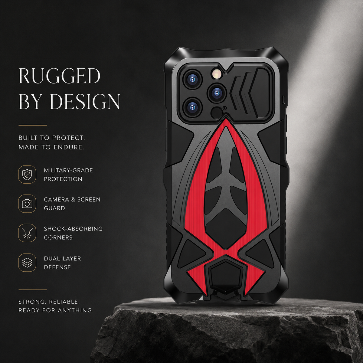 Premium iPhone Case Heavy Duty Metal Armor Shockproof Full Coverage Protective Cover Dual Layer Anti Scratch Matte Non Slip Tough Reinforced Defender Bumper