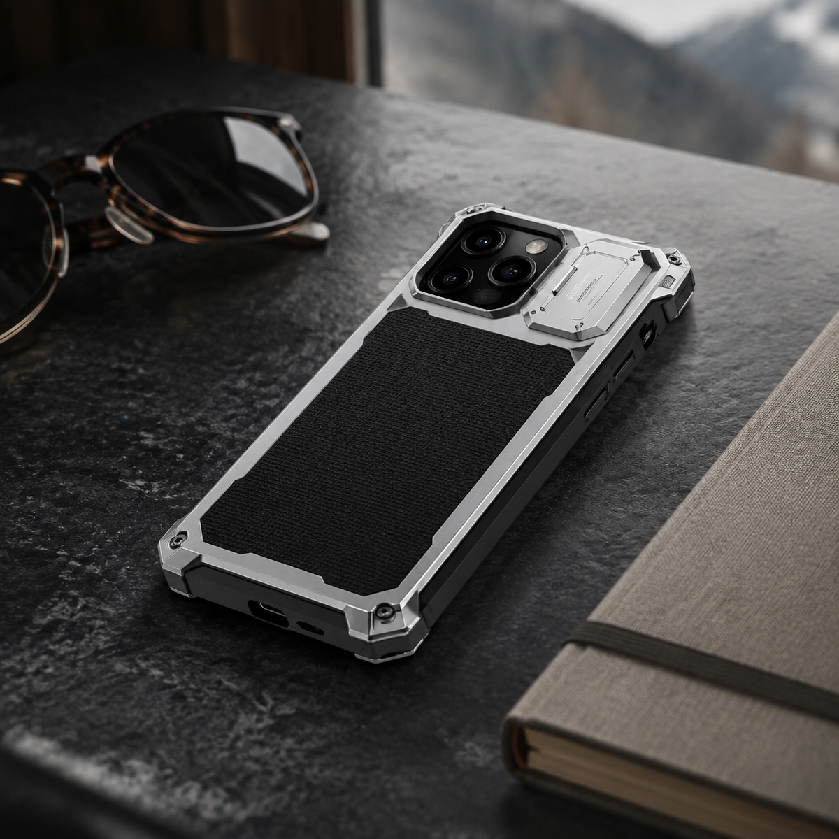 Premium iPhone Case Heavy Duty Metal MagSafe Cover Military Grade Shockproof Aluminum Bumper Camera Guard Kickstand Full Protection Rugged Design