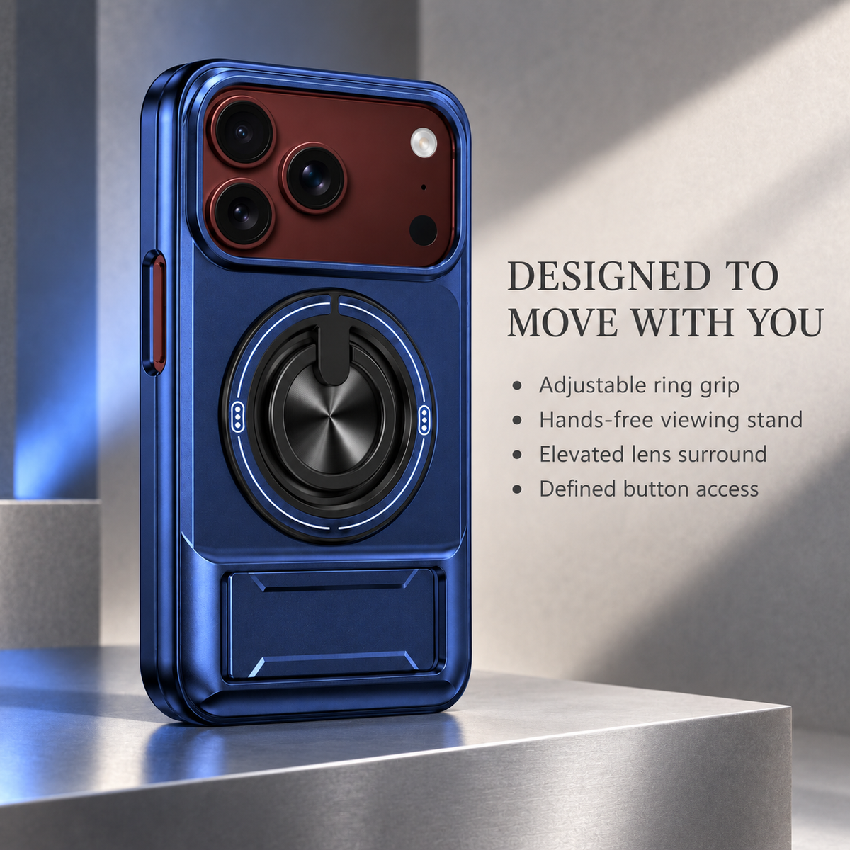 Premium iPhone Case Heavy Duty Rugged Armor Magnetic Ring Stand Slide Camera Protector Shockproof PC TPU Dual Layer Foldable Protective Cover Case