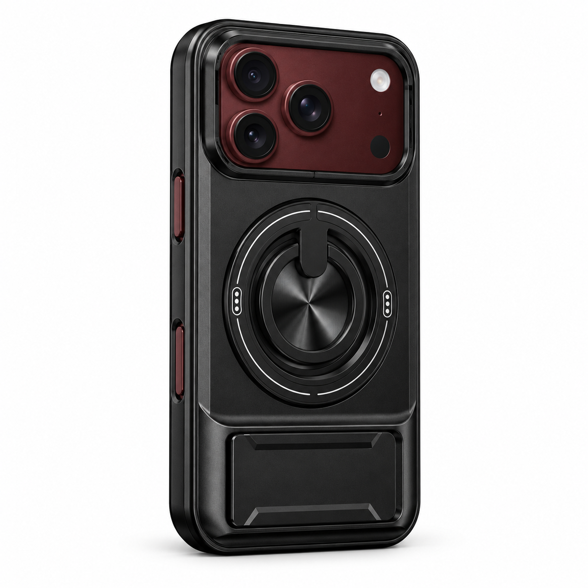 Premium iPhone Case Heavy Duty Rugged Armor Magnetic Ring Stand Slide Camera Protector Shockproof PC TPU Dual Layer Foldable Protective Cover Case
