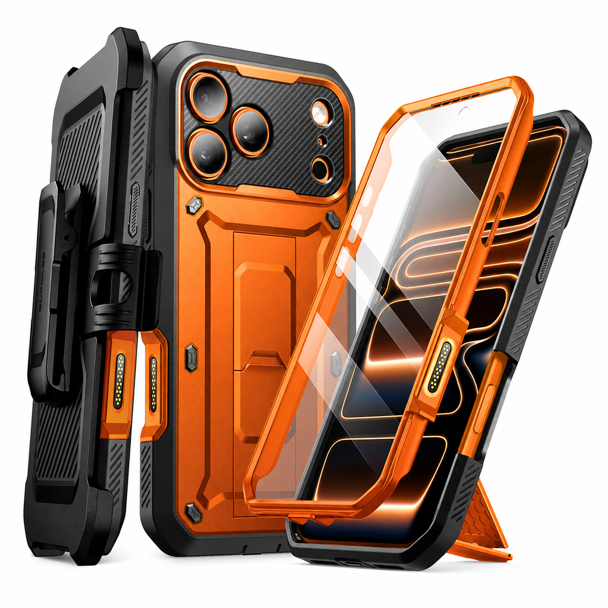 Premium iPhone Case Heavy Duty Rugged Full Body Shockproof PC TPU Protective Cover Built In Screen Protector Reinforced Tough Armor Bumper Case