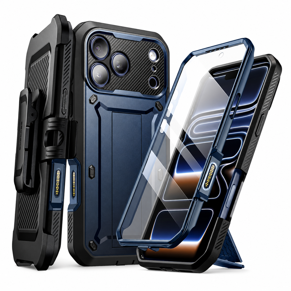 Premium iPhone Case Heavy Duty Rugged Full Body Shockproof PC TPU Protective Cover Built In Screen Protector Reinforced Tough Armor Bumper Case
