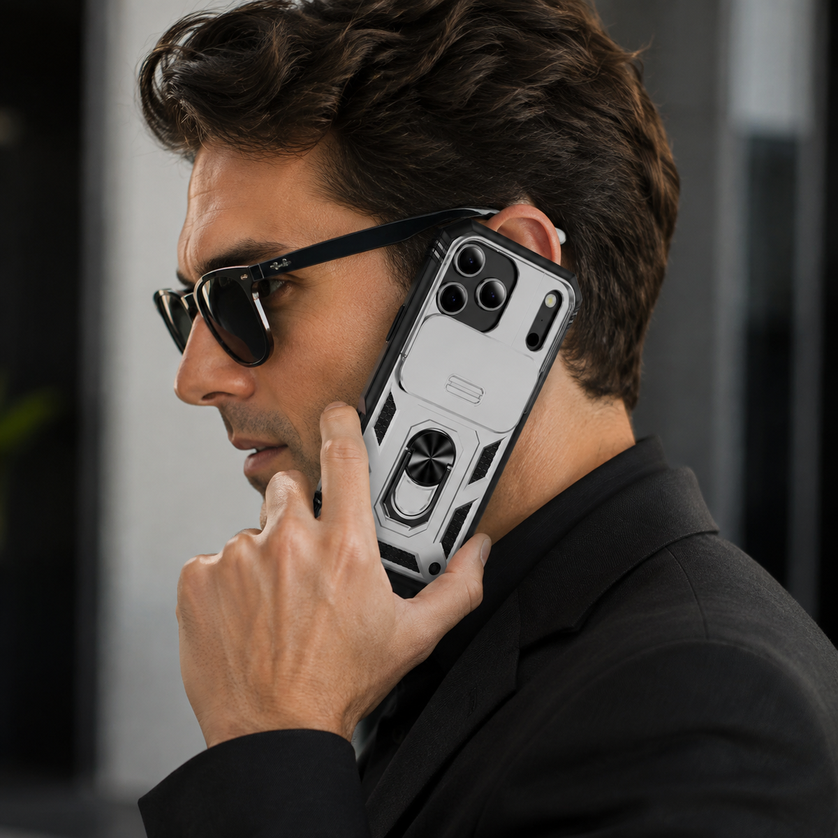 Premium iPhone Case Heavy Duty Shockproof Protective Cover Sliding Camera Lens Protection Rotating Kickstand Anti Slip Rugged Full Back Reinforced