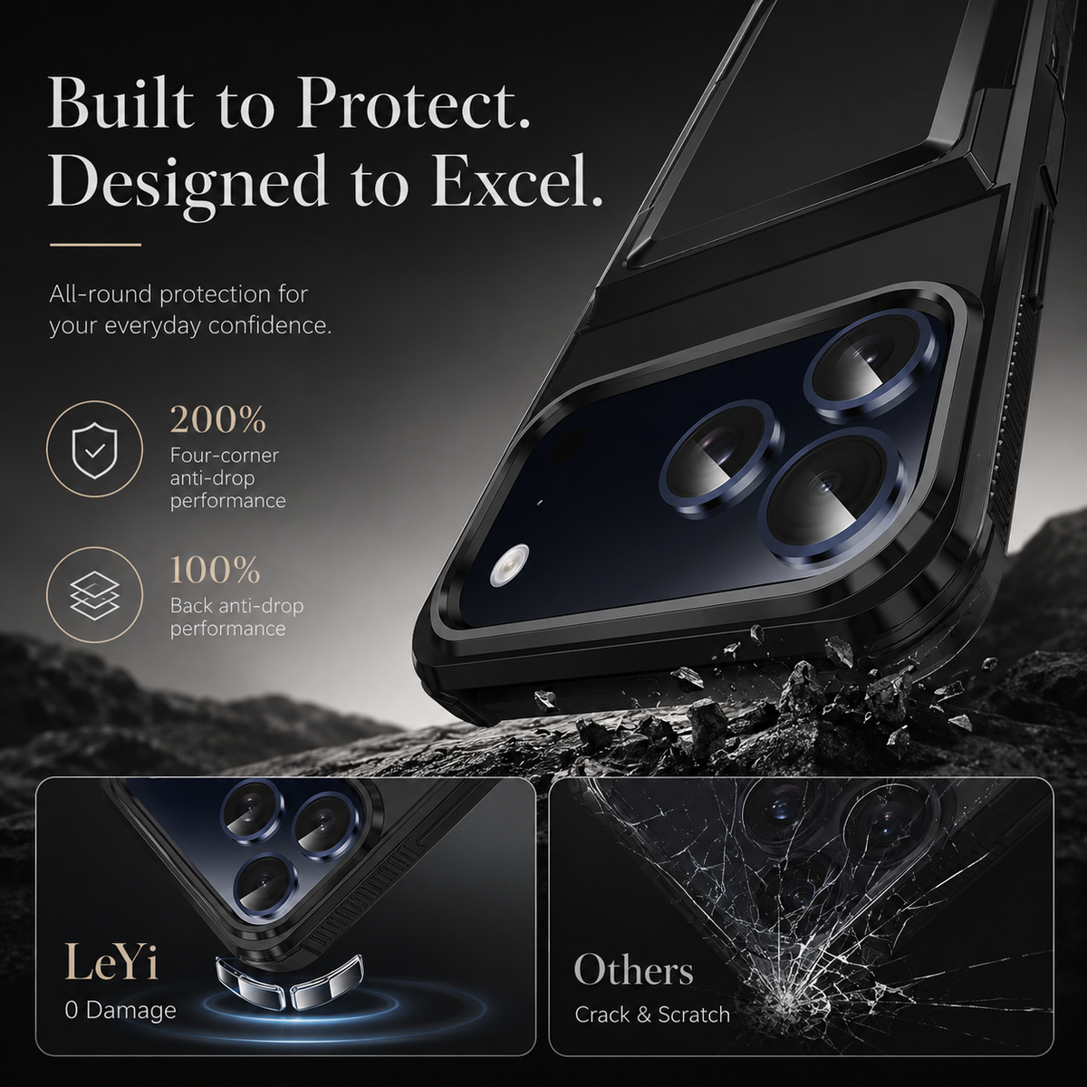 Premium iPhone Case Heavy Duty Wallet Card Holder Magnetic Shockproof Dual Layer PC Protective Cover Credit ID Storage Non Slip Reinforced Armor Case