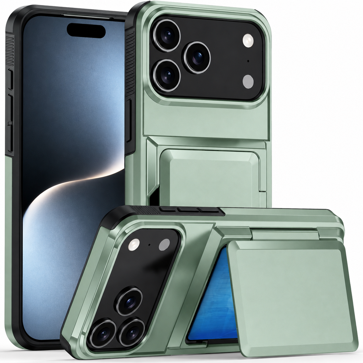 Premium iPhone Case Heavy Duty Wallet Card Holder Magnetic Shockproof Dual Layer PC Protective Cover Credit ID Storage Non Slip Reinforced Armor Case