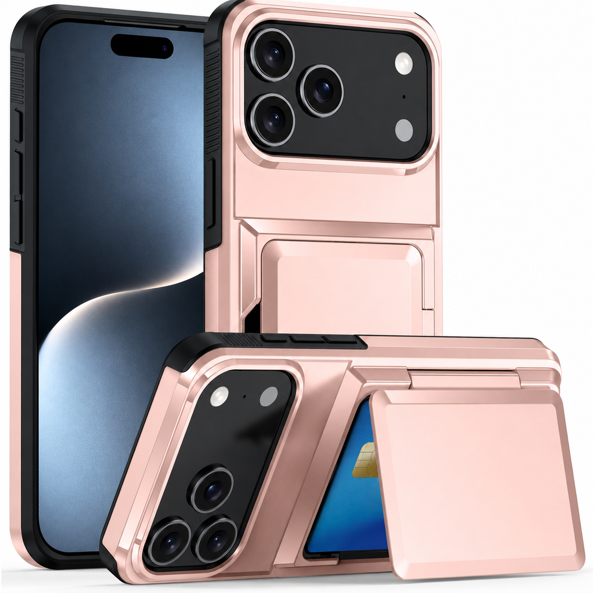 Premium iPhone Case Heavy Duty Wallet Card Holder Magnetic Shockproof Dual Layer PC Protective Cover Credit ID Storage Non Slip Reinforced Armor Case