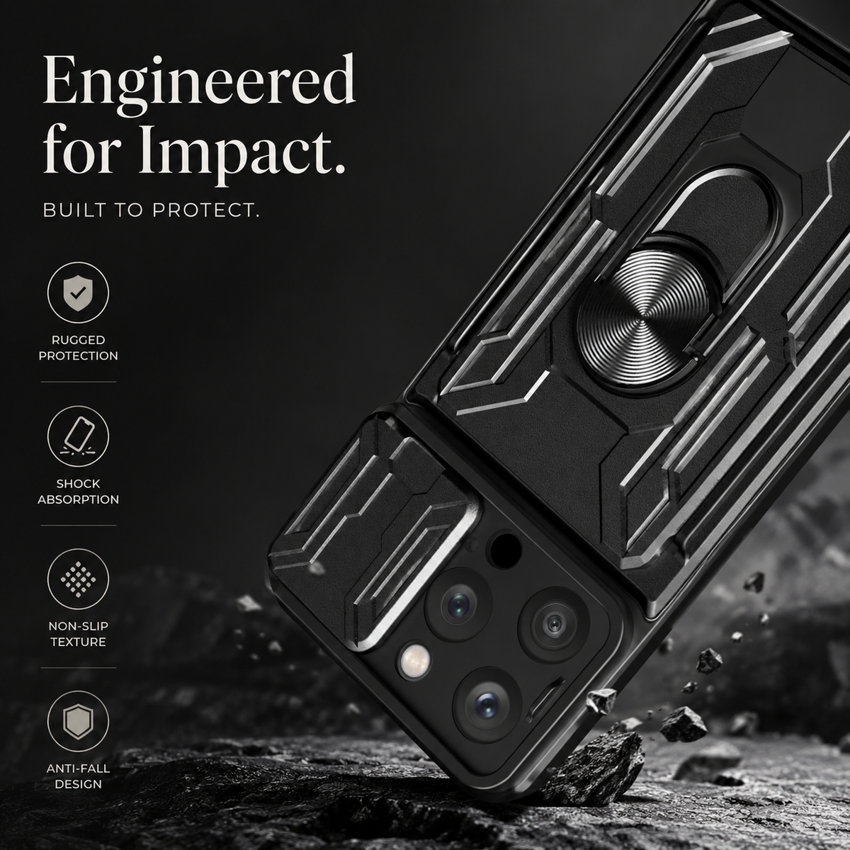Premium iPhone Case Heavy Duty Wallet Card Holder Shockproof Armor Ring Kickstand Magnetic Mount Protective Cover PC TPU Anti Slip Reinforced Rugged