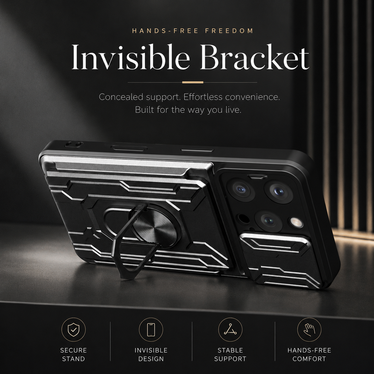 Premium iPhone Case Heavy Duty Wallet Card Holder Shockproof Armor Ring Kickstand Magnetic Mount Protective Cover PC TPU Anti Slip Reinforced Rugged