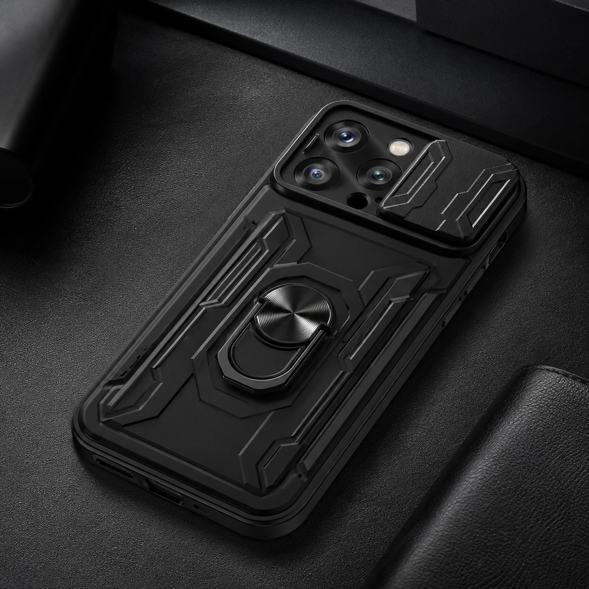 Premium iPhone Case Heavy Duty Wallet Card Holder Shockproof Armor Ring Kickstand Magnetic Mount Protective Cover PC TPU Anti Slip Reinforced Rugged