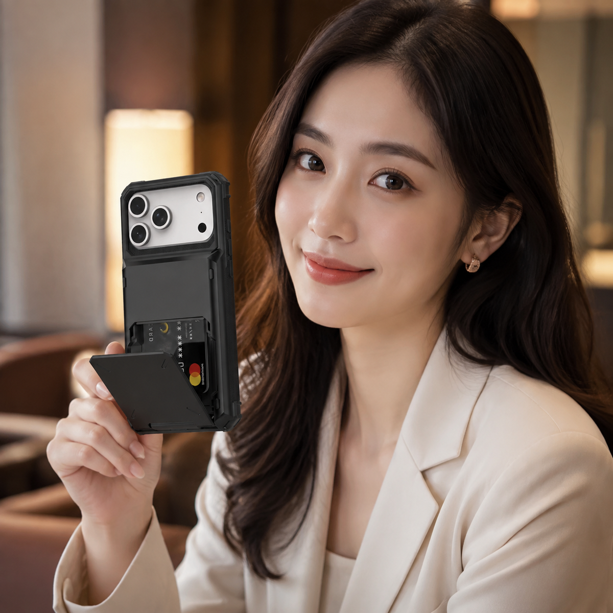 Premium iPhone Case Heavy Duty Wallet Hidden Card Slot Shockproof Dual Layer Hard Back Anti Scratch Anti Fingerprint Protective Armor Card Holder Cover
