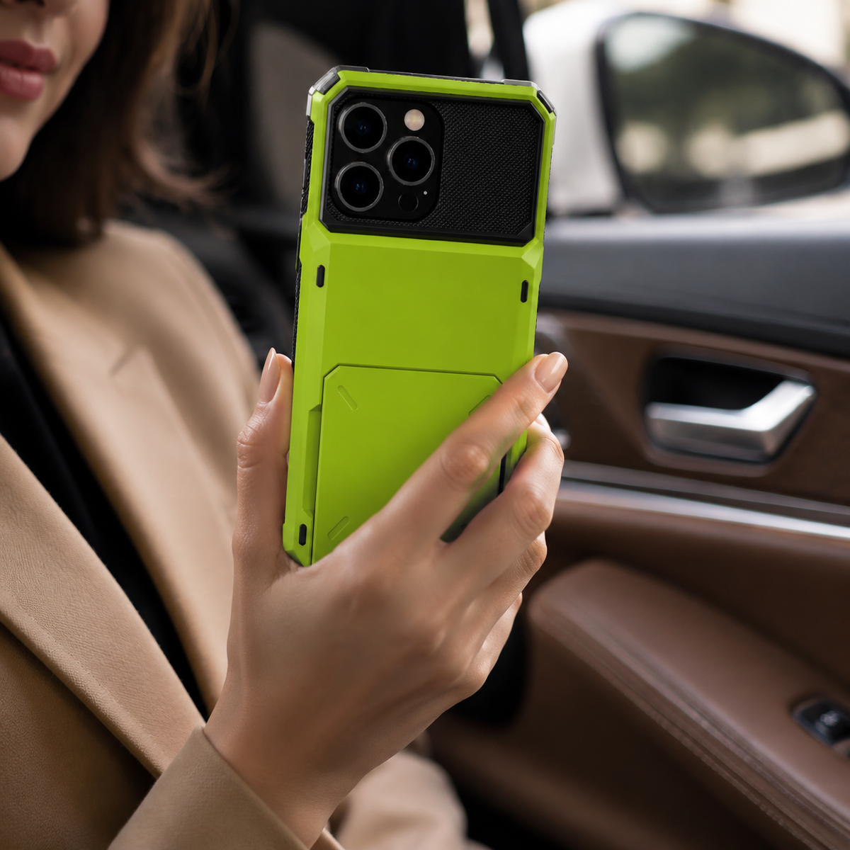 Premium iPhone Case Heavy Duty Wallet Hidden Card Slot Shockproof Dual Layer Hard Back Anti Scratch Anti Fingerprint Protective Armor Card Holder Cover