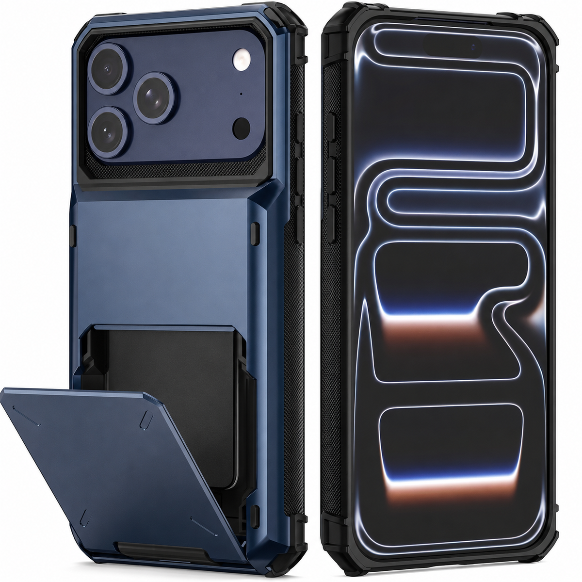 Premium iPhone Case Heavy Duty Wallet Hidden Card Slot Shockproof Dual Layer Hard Back Anti Scratch Anti Fingerprint Protective Armor Card Holder Cover