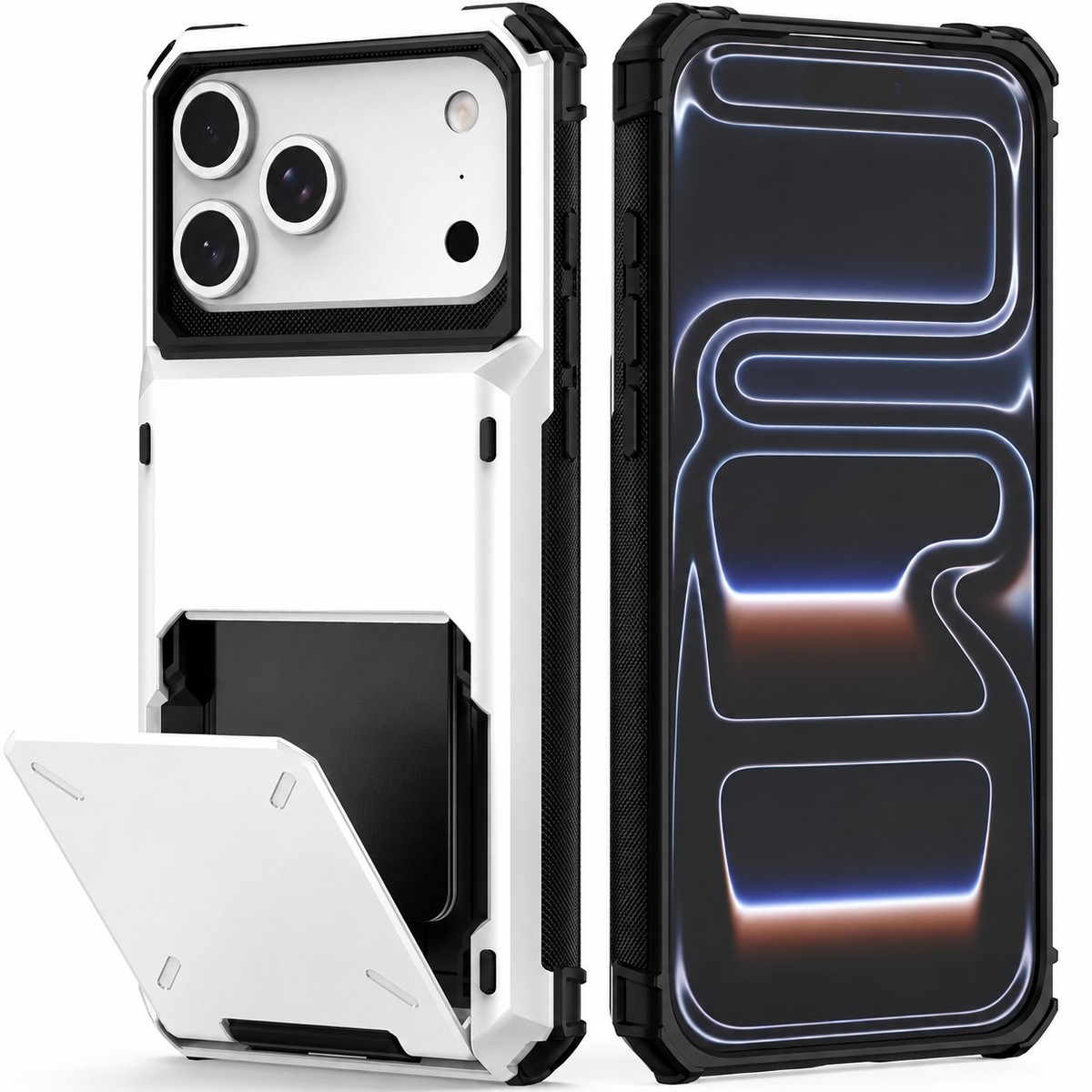 Premium iPhone Case Heavy Duty Wallet Hidden Card Slot Shockproof Dual Layer Hard Back Anti Scratch Anti Fingerprint Protective Armor Card Holder Cover