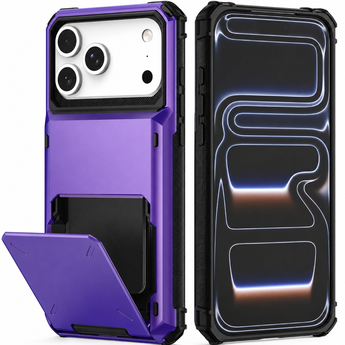 Premium iPhone Case Heavy Duty Wallet Hidden Card Slot Shockproof Dual Layer Hard Back Anti Scratch Anti Fingerprint Protective Armor Card Holder Cover