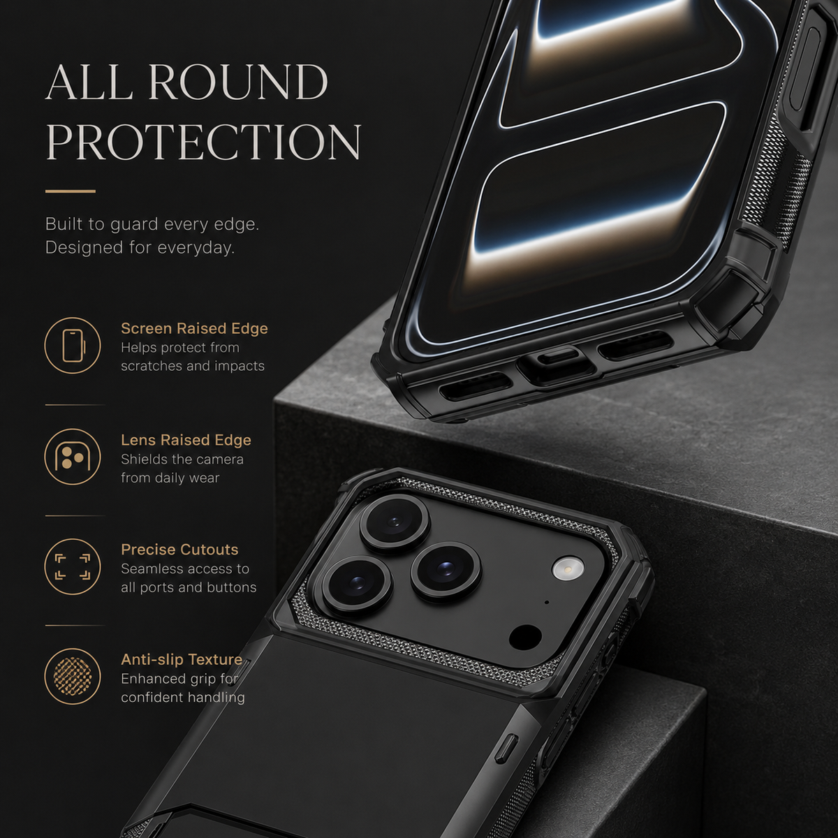 Premium iPhone Case Heavy Duty Wallet Hidden Card Slot Shockproof Dual Layer Hard Back Anti Scratch Anti Fingerprint Protective Armor Card Holder Cover