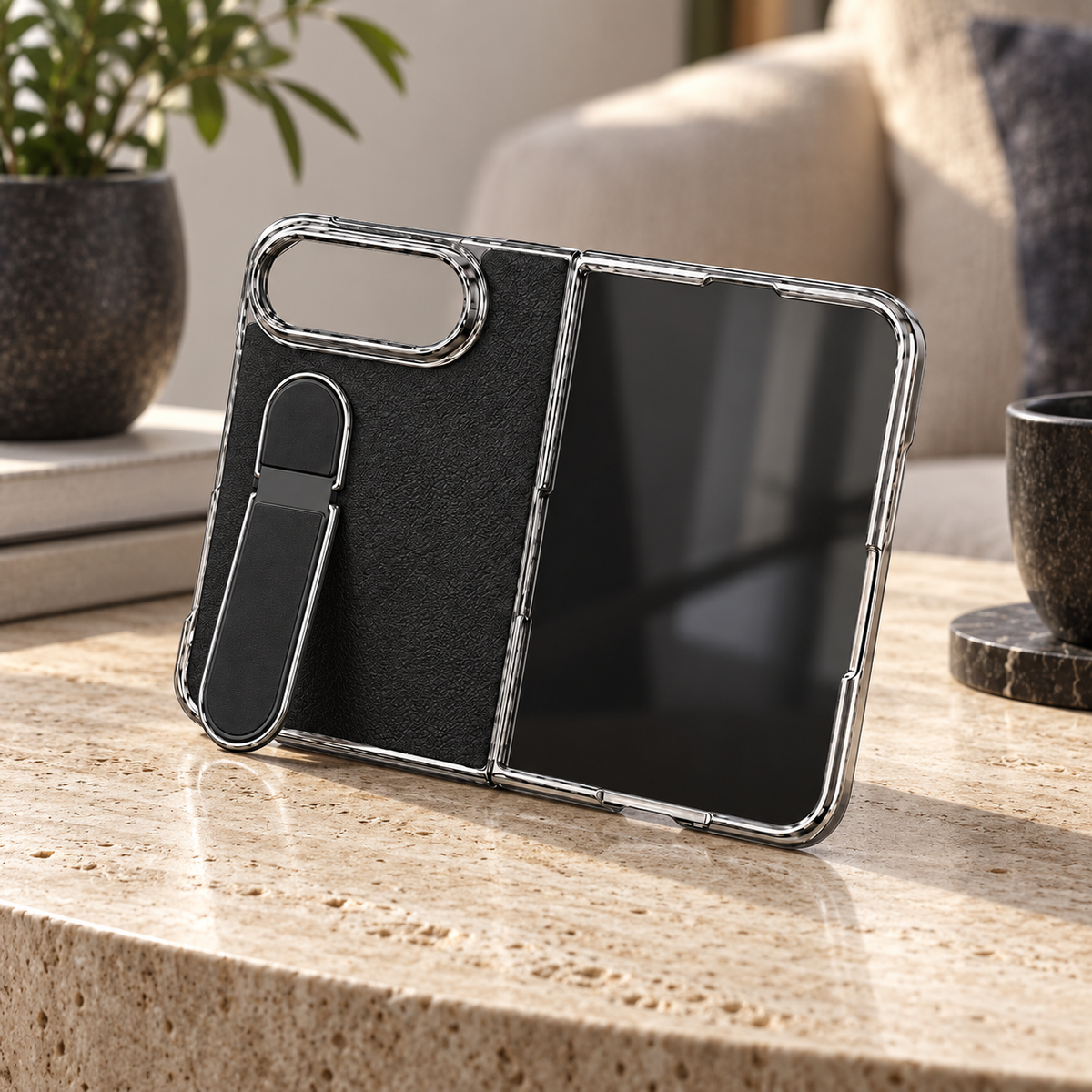 Premium iPhone Case Hidden Bar Folding Stand Shockproof PC TPU Full Coverage Sweat Resistant Holder Slim Foldable Protective Phone Cover Case Design