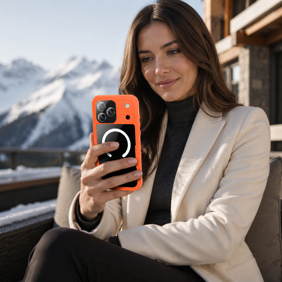 Premium iPhone Case IP68 Waterproof Magnetic Full Body Protective Cover Shockproof Dual Layer Anti Scratch Dustproof Non Slip Lightweight Lanyard Case
