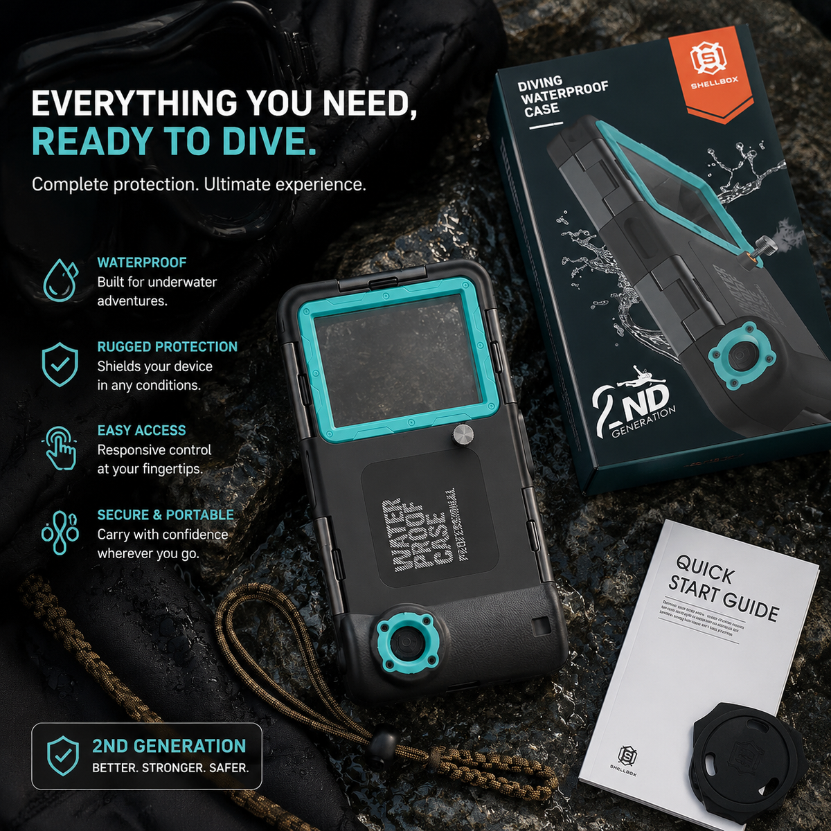 Premium iPhone Case IP68 Waterproof Protective Cover Full Body Shockproof Anti Scratch Seal 15m Underwater Protection Secure Lanyard Durable Design