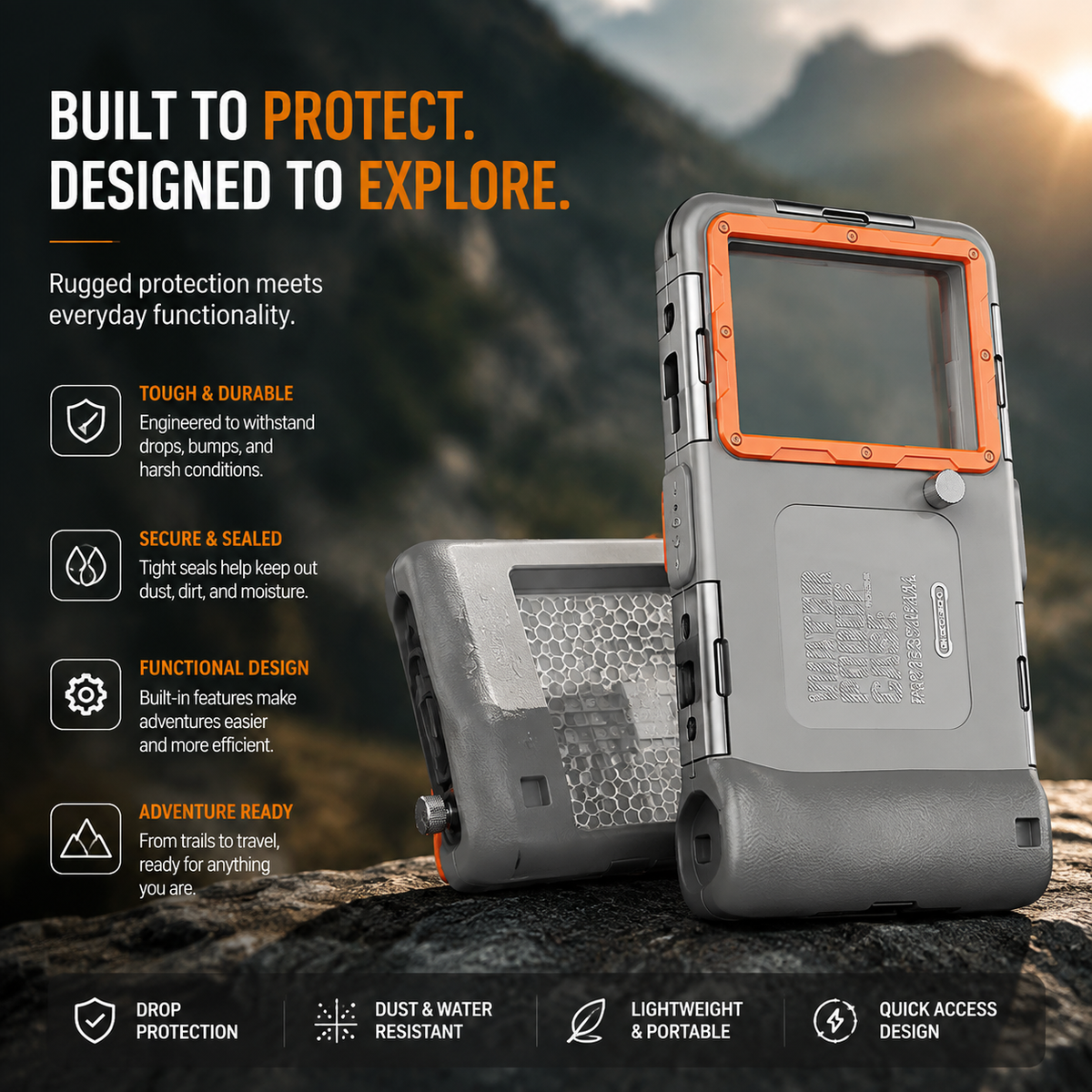 Premium iPhone Case IP68 Waterproof Protective Cover Full Body Shockproof Anti Scratch Seal 15m Underwater Protection Secure Lanyard Durable Design