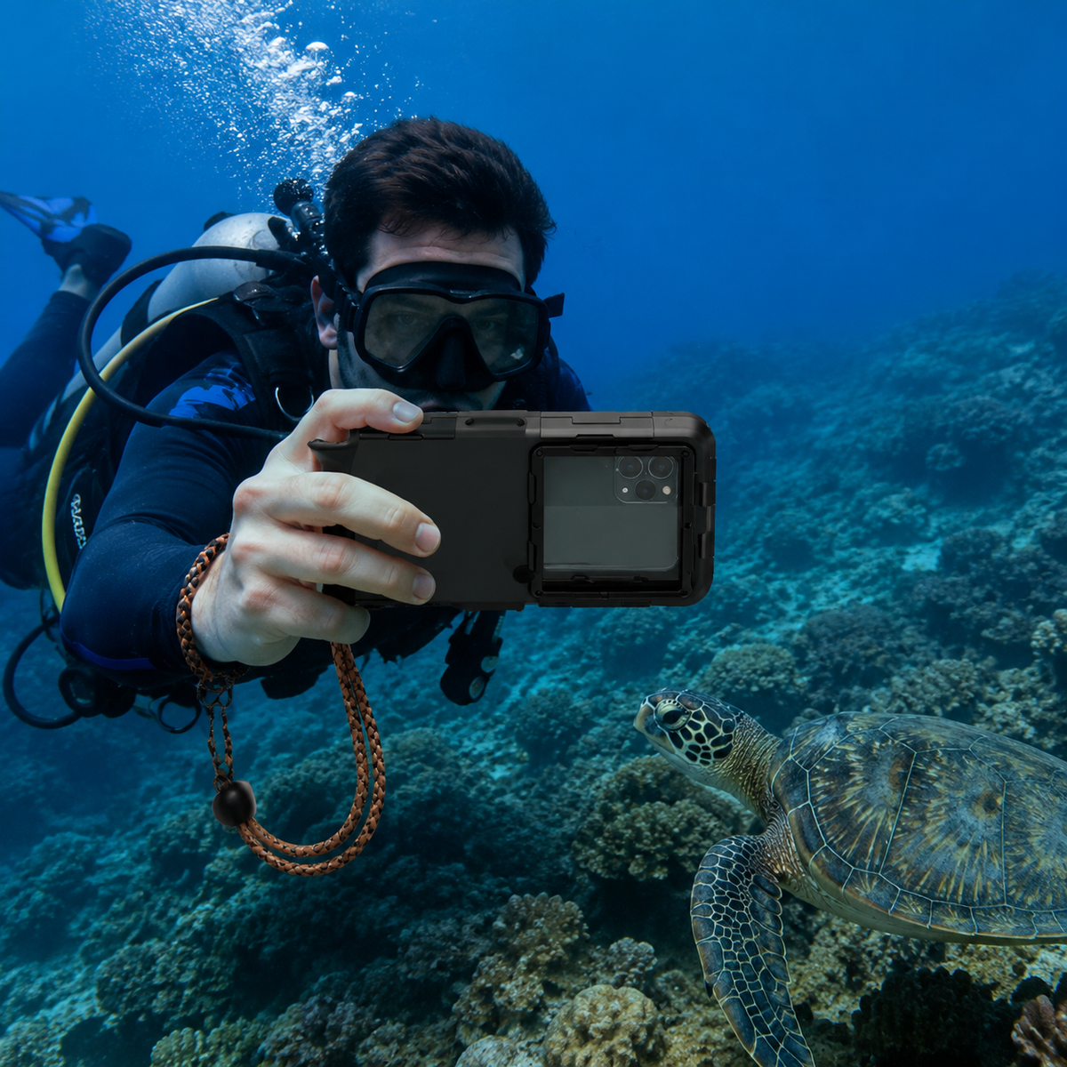 Premium iPhone Case IP68 Waterproof Protective Cover Full Body Shockproof Anti Scratch Seal 15m Underwater Protection Secure Lanyard Durable Design