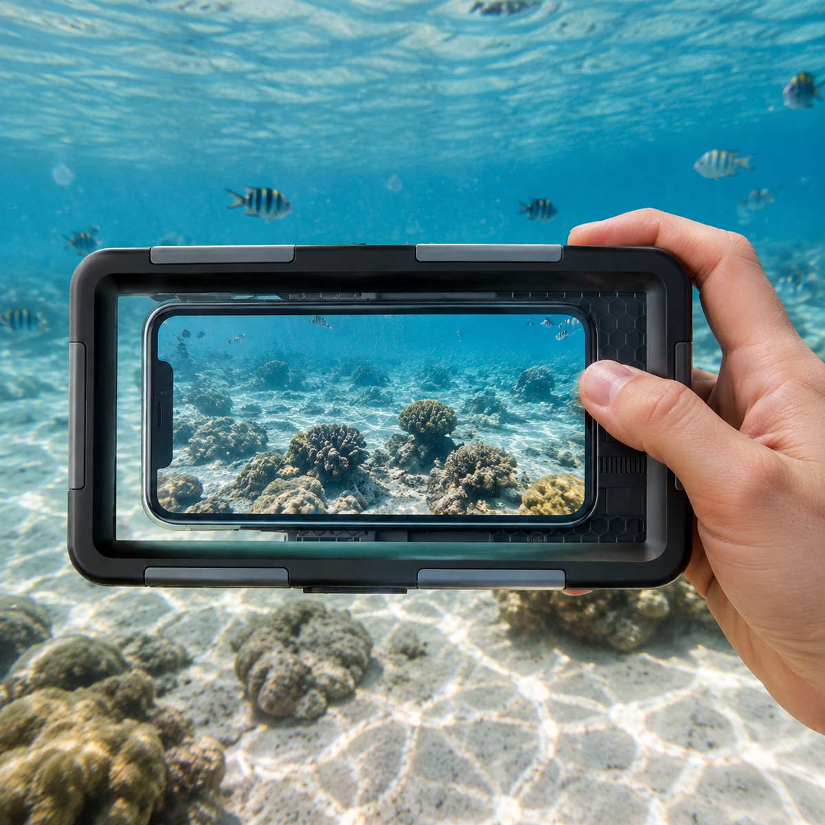 Premium iPhone Case IP68 Waterproof Protective Cover Full Body Shockproof Anti Scratch Seal 15m Underwater Protection Secure Lanyard Durable Design
