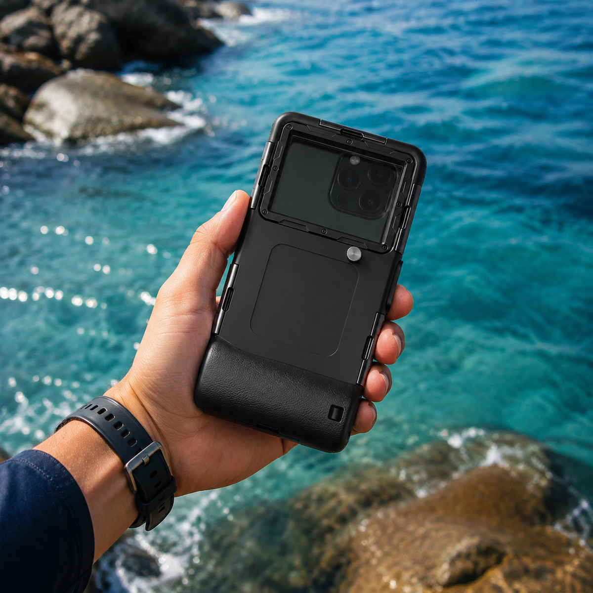 Premium iPhone Case IP68 Waterproof Protective Cover Full Body Shockproof Anti Scratch Seal 15m Underwater Protection Secure Lanyard Durable Design