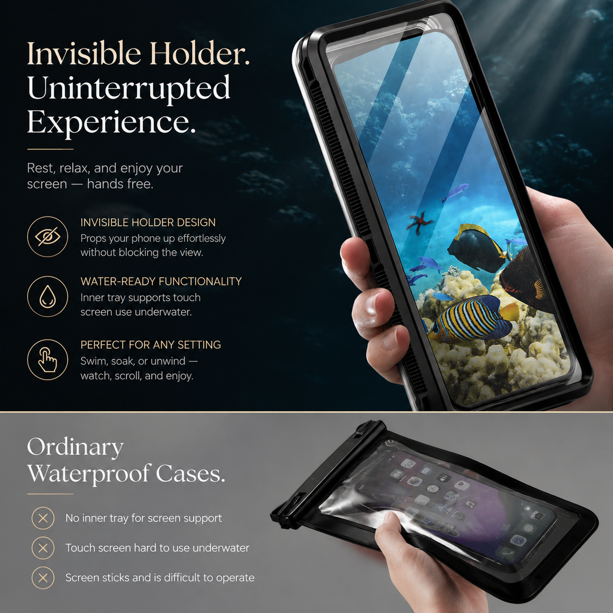 Premium iPhone Case IP68 Waterproof Protective Cover Full Body Shockproof Vacuum Seal System Underwater Protection Touchscreen Access Durable Design