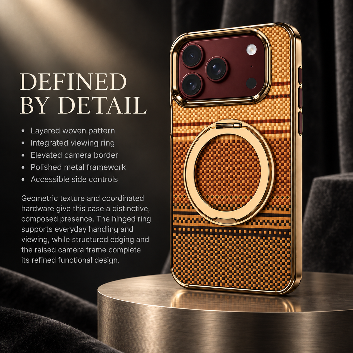 Premium iPhone Case Kevlar Style MagSafe Magnetic 360 Rotating Stand PC Foldable Business Slim Shockproof Protective Holder Cover Case Design
