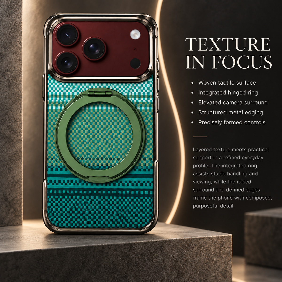 Premium iPhone Case Kevlar Style MagSafe Magnetic 360 Rotating Stand PC Foldable Business Slim Shockproof Protective Holder Cover Case Design