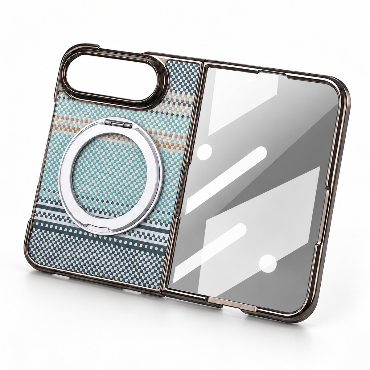 Premium iPhone Case Kevlar Style MagSafe Magnetic 360 Rotating Stand PC Foldable Business Slim Shockproof Protective Holder Cover Case Design