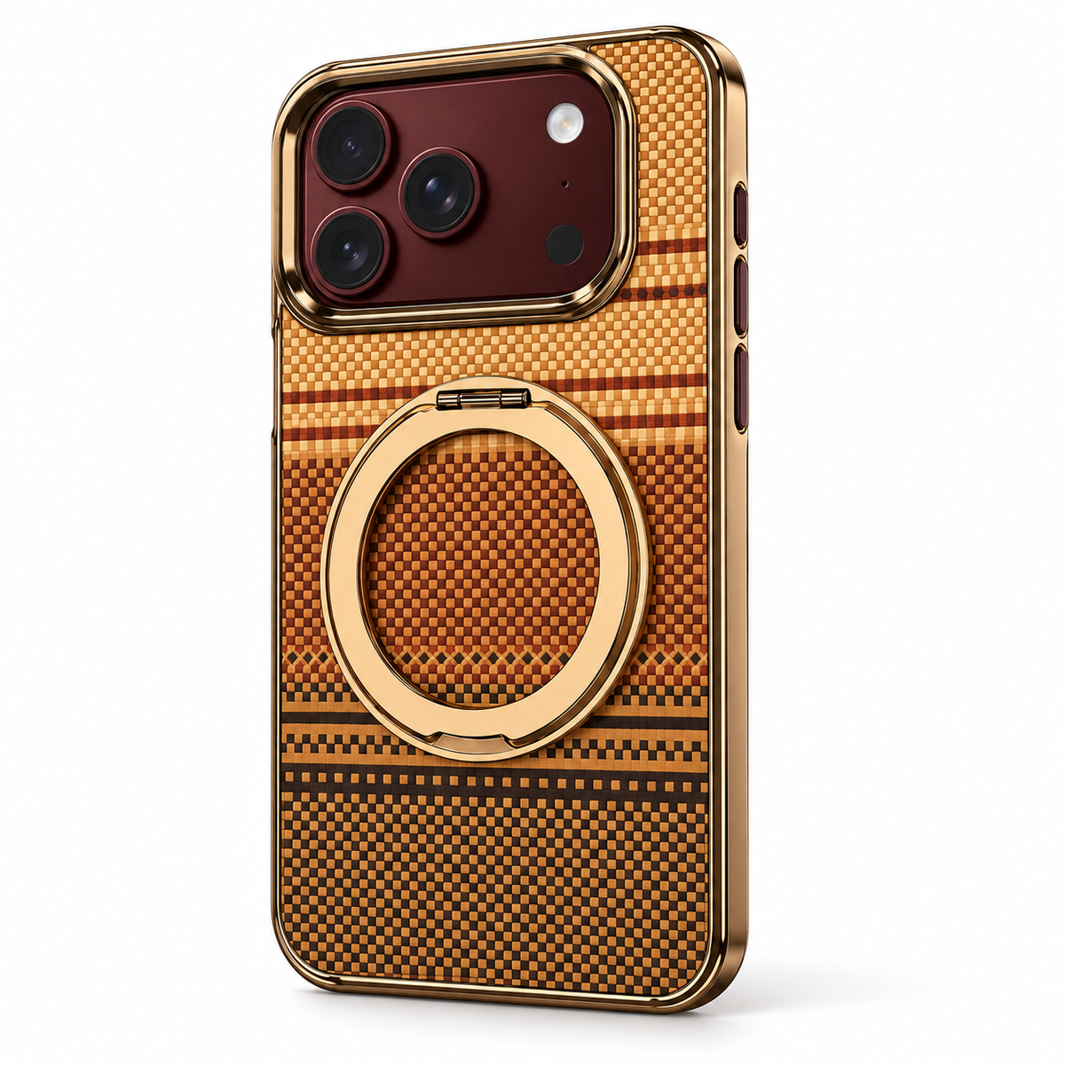 Premium iPhone Case Kevlar Style MagSafe Magnetic 360 Rotating Stand PC Foldable Business Slim Shockproof Protective Holder Cover Case Design