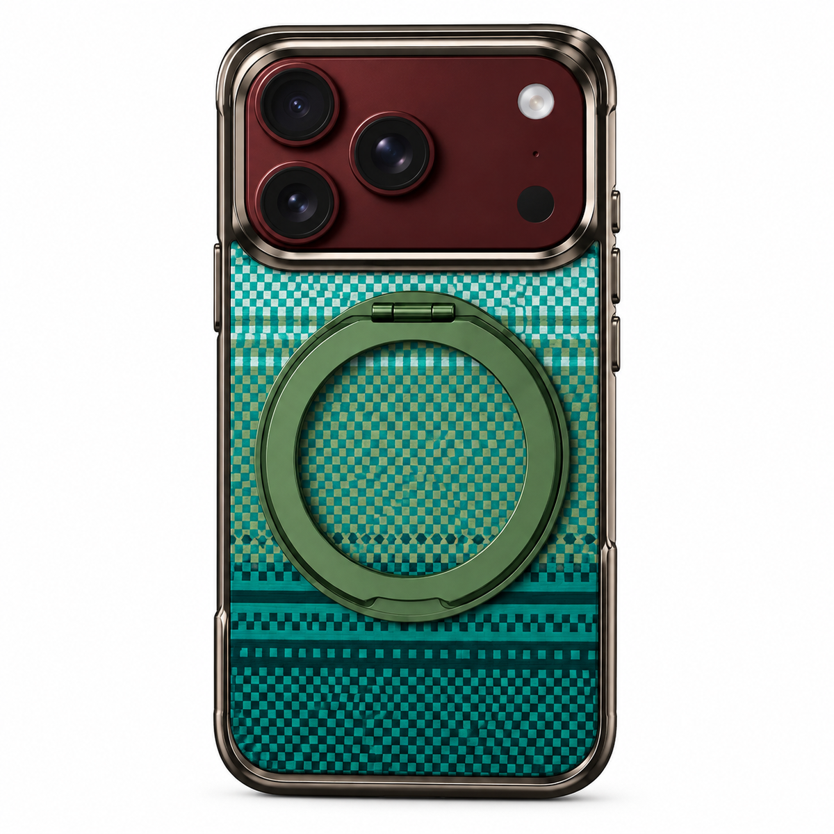 Premium iPhone Case Kevlar Style MagSafe Magnetic 360 Rotating Stand PC Foldable Business Slim Shockproof Protective Holder Cover Case Design