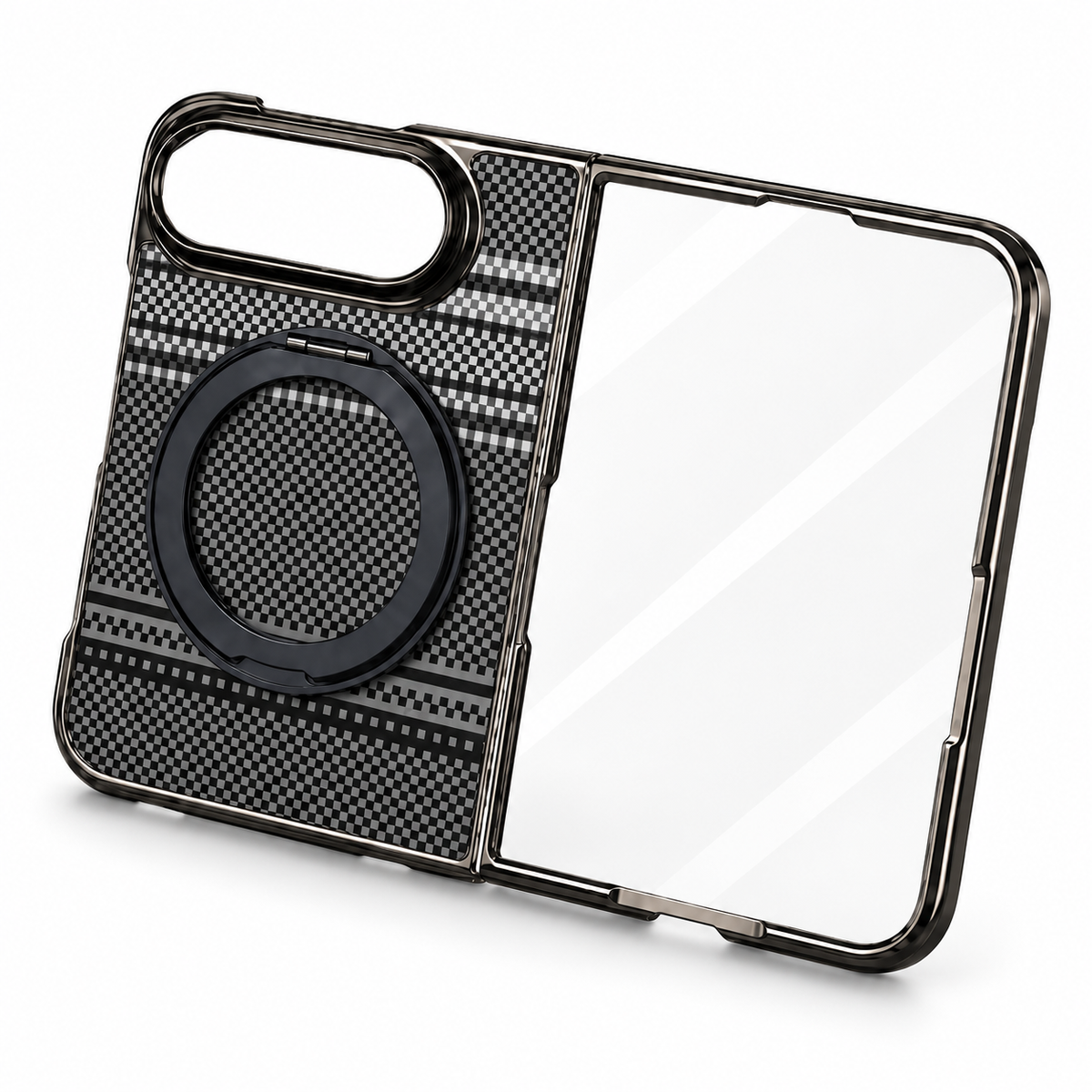Premium iPhone Case Kevlar Style MagSafe Magnetic 360 Rotating Stand PC Foldable Business Slim Shockproof Protective Holder Cover Case Design