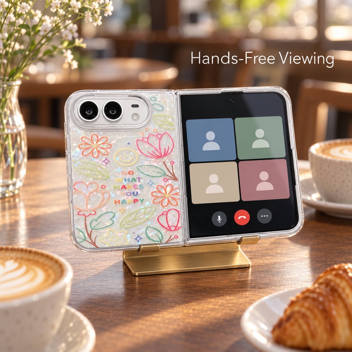 Premium iPhone Case Korean Butterfly Flower Heart Laser Pattern Acrylic Foldable Shockproof Hard Full Coverage Protective Phone Cover Case Design