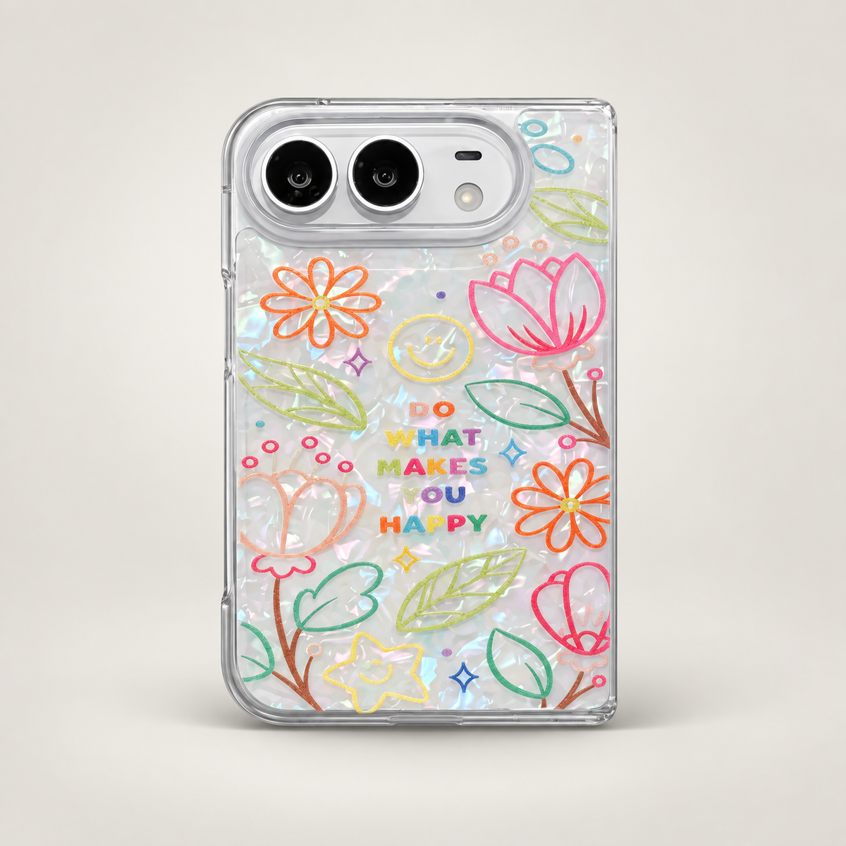 Premium iPhone Case Korean Butterfly Flower Heart Laser Pattern Acrylic Foldable Shockproof Hard Full Coverage Protective Phone Cover Case Design