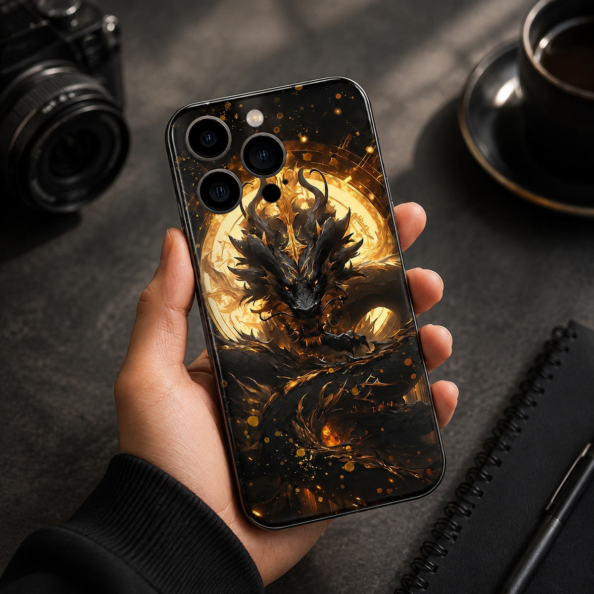 Premium iPhone Case LED Luminous Protective Cover Sound Reactive Tempered Glass Shockproof Camera Lens Protection Slim Full Coverage