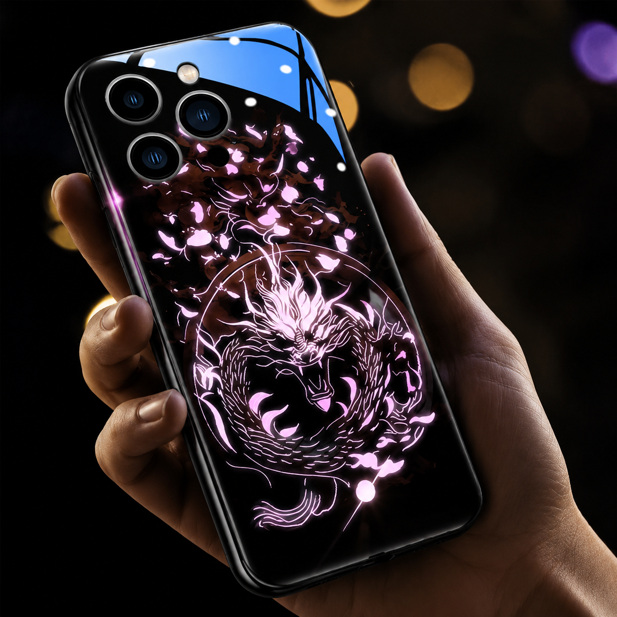 Premium iPhone Case LED Luminous Protective Cover Sound Reactive Tempered Glass Shockproof Camera Lens Protection Slim Full Coverage
