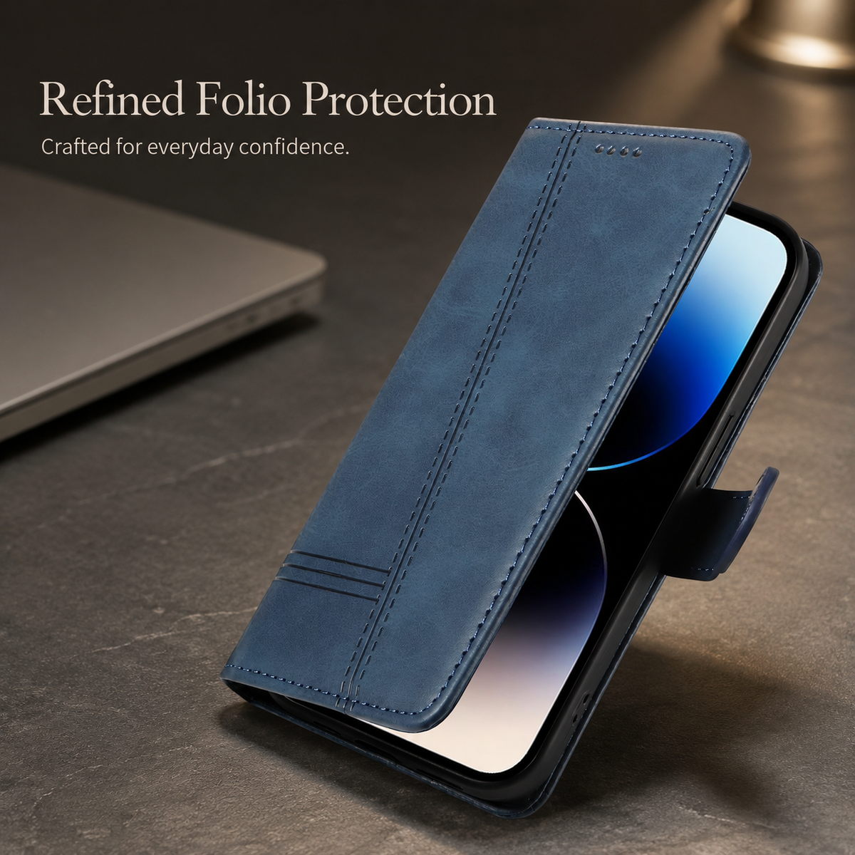 Premium iPhone Case Leather Flip Wallet Magnetic Card Holder Stand Anti Scratch Non Slip Protective Book Cover Storage Compartment Slim Folio Case