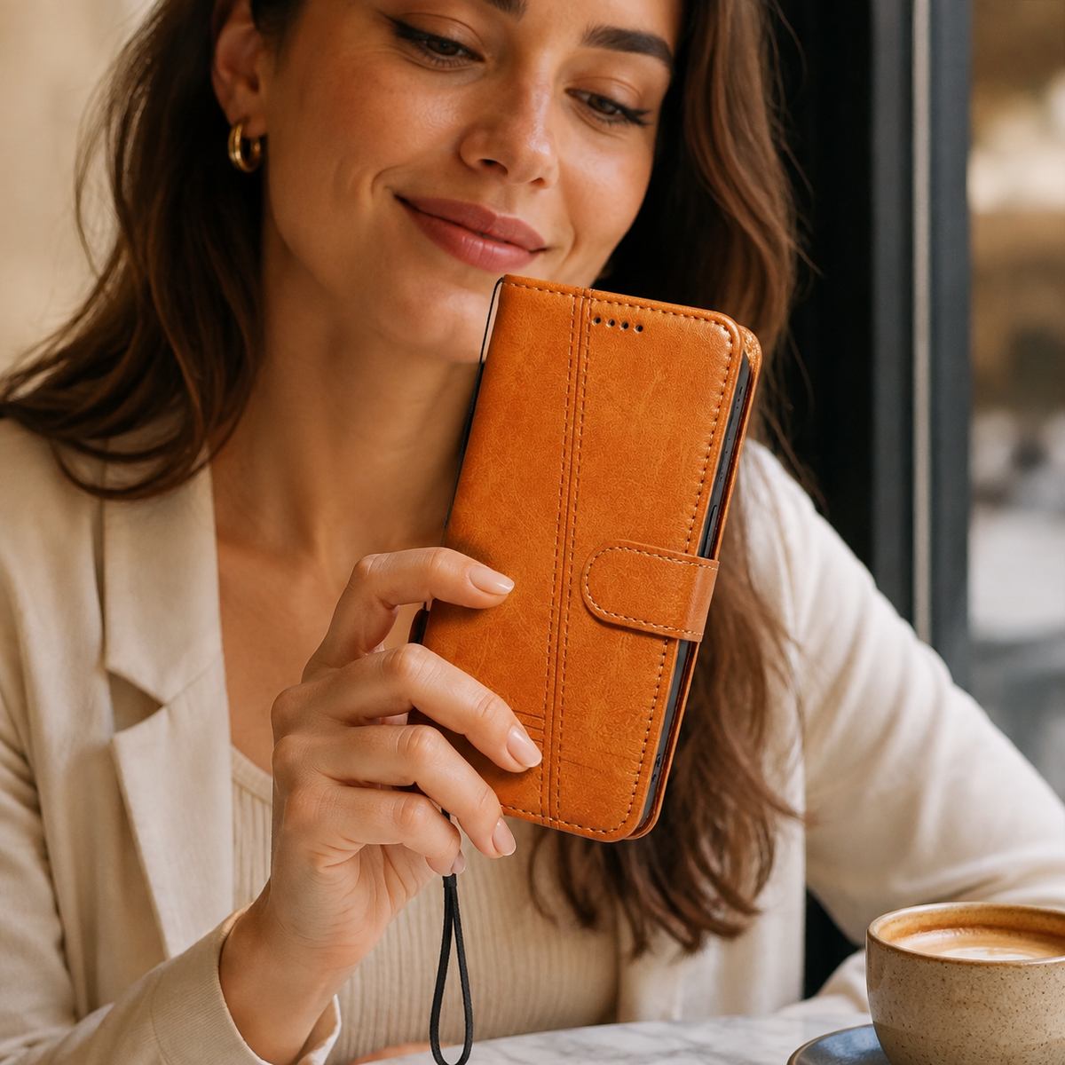 Premium iPhone Case Leather Flip Wallet Magnetic Card Holder Stand Anti Scratch Non Slip Protective Book Cover Storage Compartment Slim Folio Case